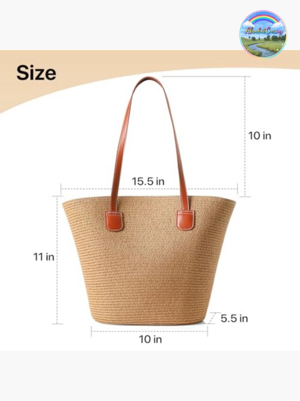 Handwoven Straw Tote Bag with Zipper Closure, Shoulder Strap, Travel Beach Bag - Picture 4 of 5